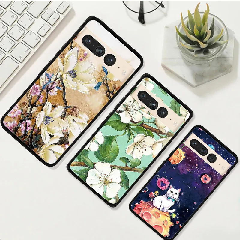 Fundas de teléfono con relieve de Flora para Google Pixel 7 Pro, funda de silicona con flores en relieve 3D para Google Pixel 7A, funda protectora suave Pixel7a