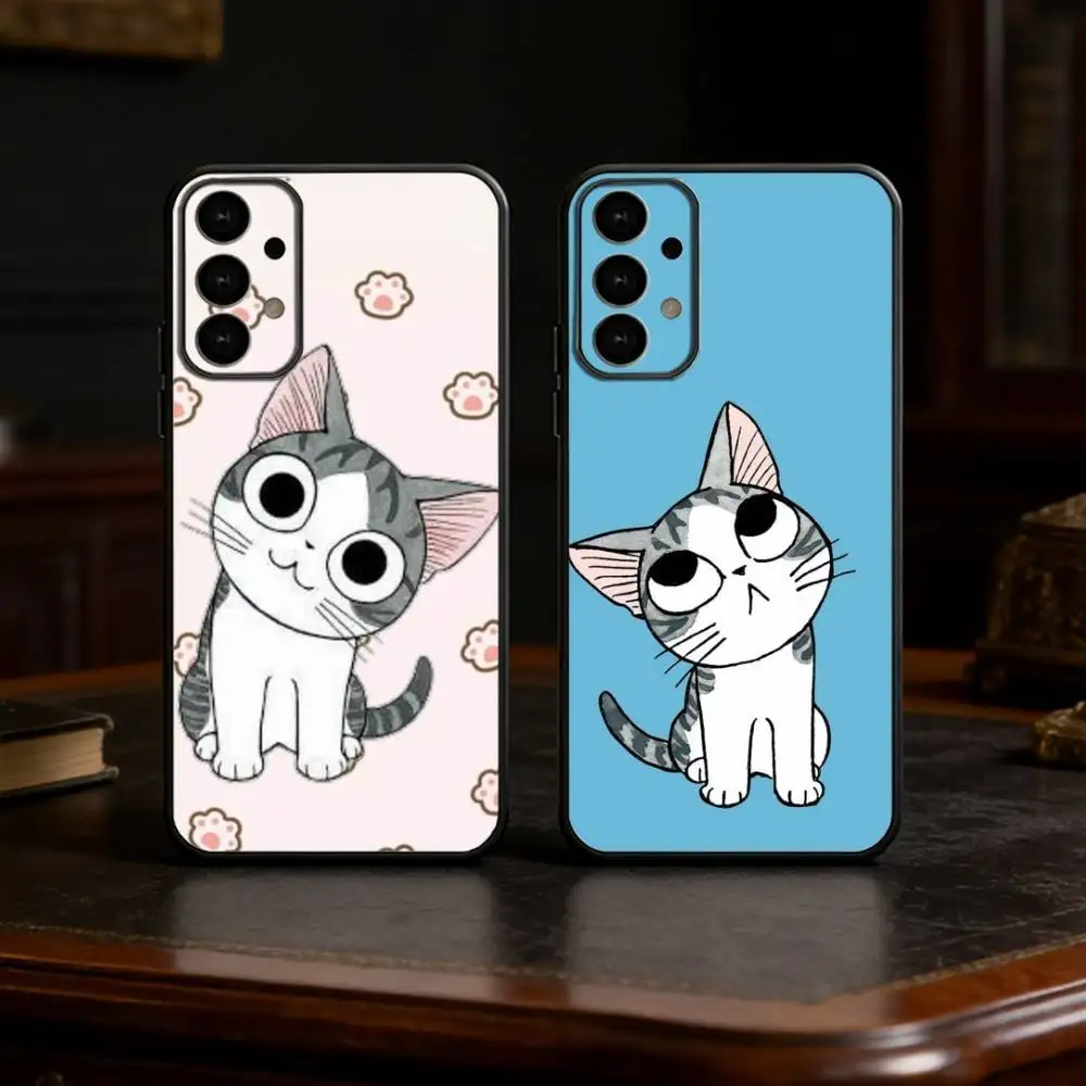 Cute Cat C-Chi Cartoon Phone Case For Samsung S25,24,21,22,23,30,Ultra,20,Plus,Fe,Lite,Note Soft Black Cover