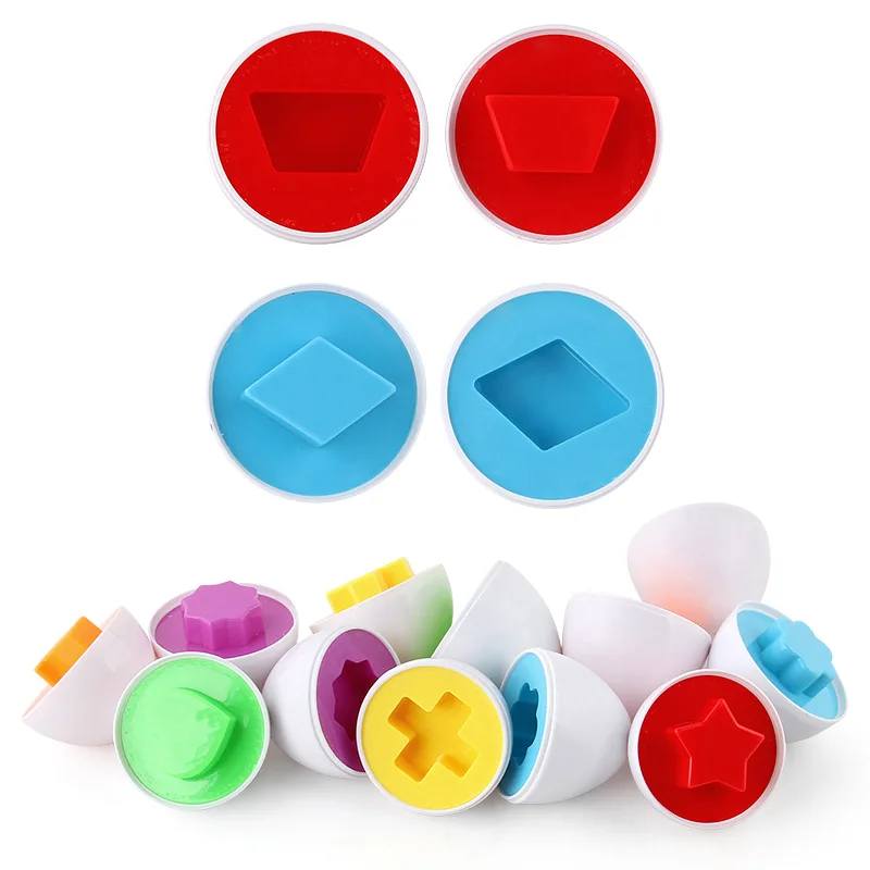 12/6 PCS Montessori Learning Education Math Smart Eggs 3D Puzzle Game For Children Popular Toys Jigsaw Mixed Shape Tools