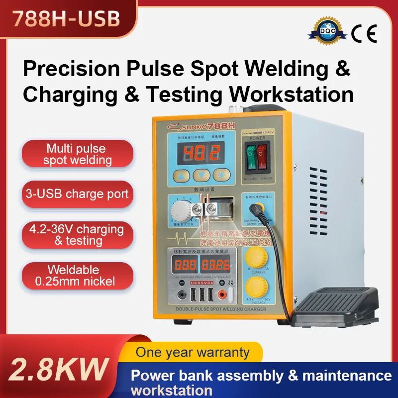

SUNKKO 788H-USB All in One Spot Welder and Battery Charger with 3A Max Charging Current