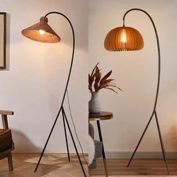Modern Nordic Minimalism Rattan Art Sofa E27 Floor Lamp Homestay Living Room Light Bedroom Home Lighting Decor Fixtures LED Lamp