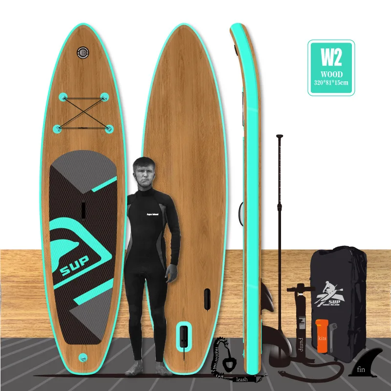 New wood grain jet board electric surfboard PVC stand up sup paddle surf board inflatable surfboard