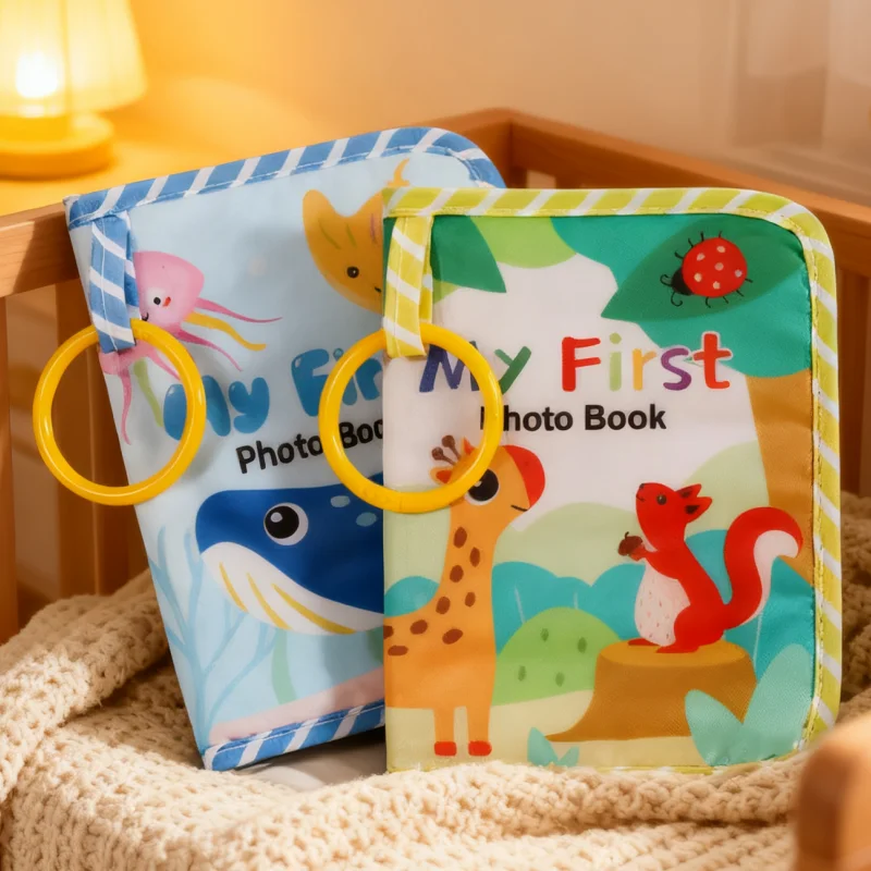 赤ちゃん感覚ブック ソフトクロスフォトアルバム 新生児メモリーブック 早期教育玩具 DIY ベビー記念品 クリスマスギフト 漫画デザイン