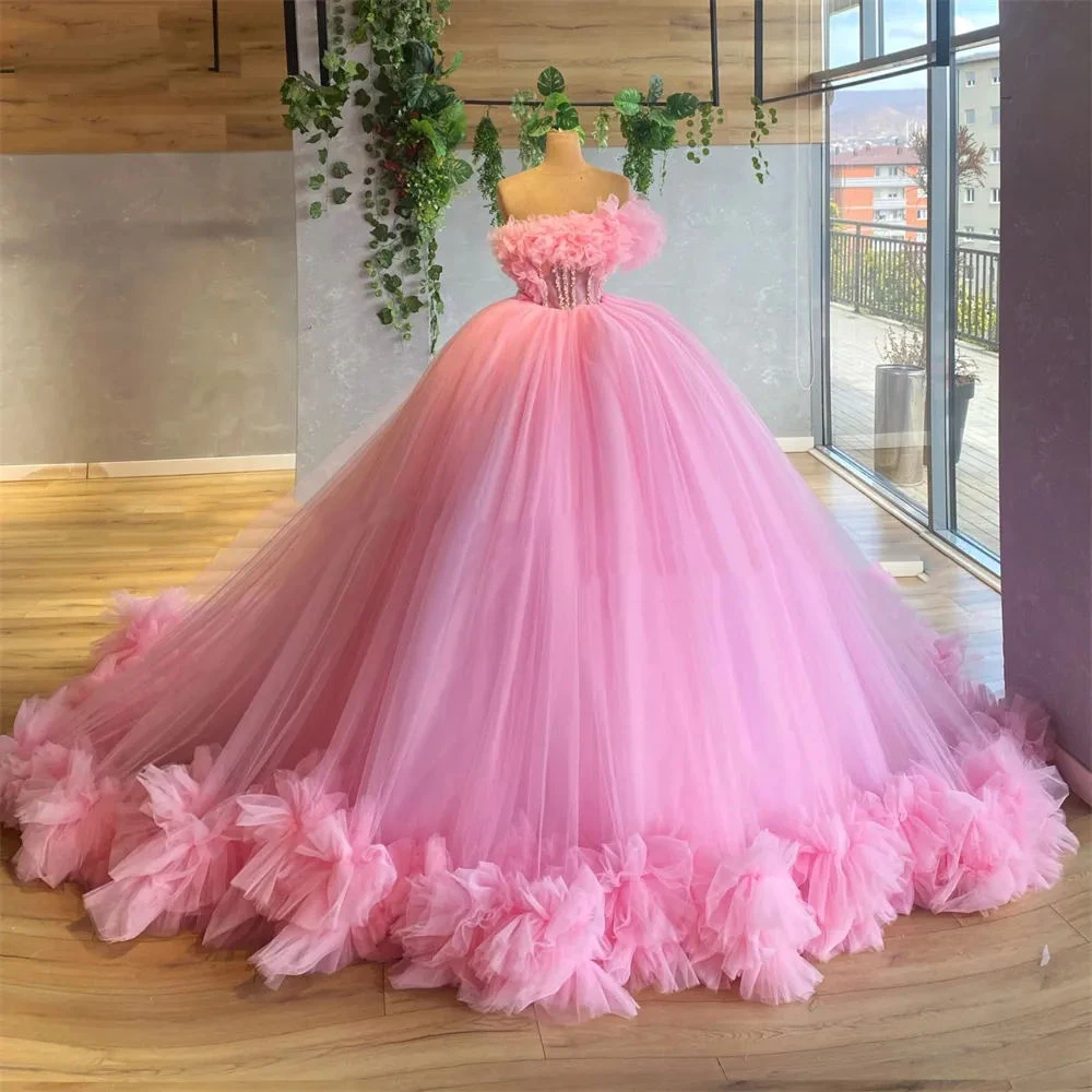 2024 Autumn Prom Gown For Women Beautiful Off Shoulder Sleeveless Fluffy Princess Style Mopping Evening Female Party Dresses