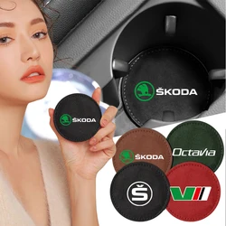 Car Coaster Non-Slip Mat Car Water Cup Anti-Slip Pad Drink Holder Mat for SKODA Octavia S VII Superb Rapid Fabia Scala Kodiaq RS