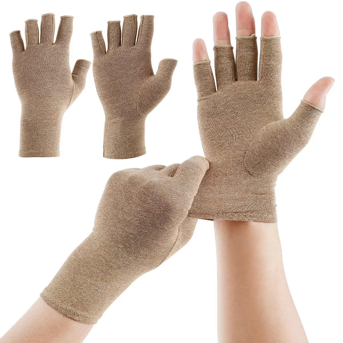 1 Pair Arthritis Gloves Compression Gloves Hand Wrist Support Pain Relief Arthritis Fingerless Glove for Hands Finger Joint