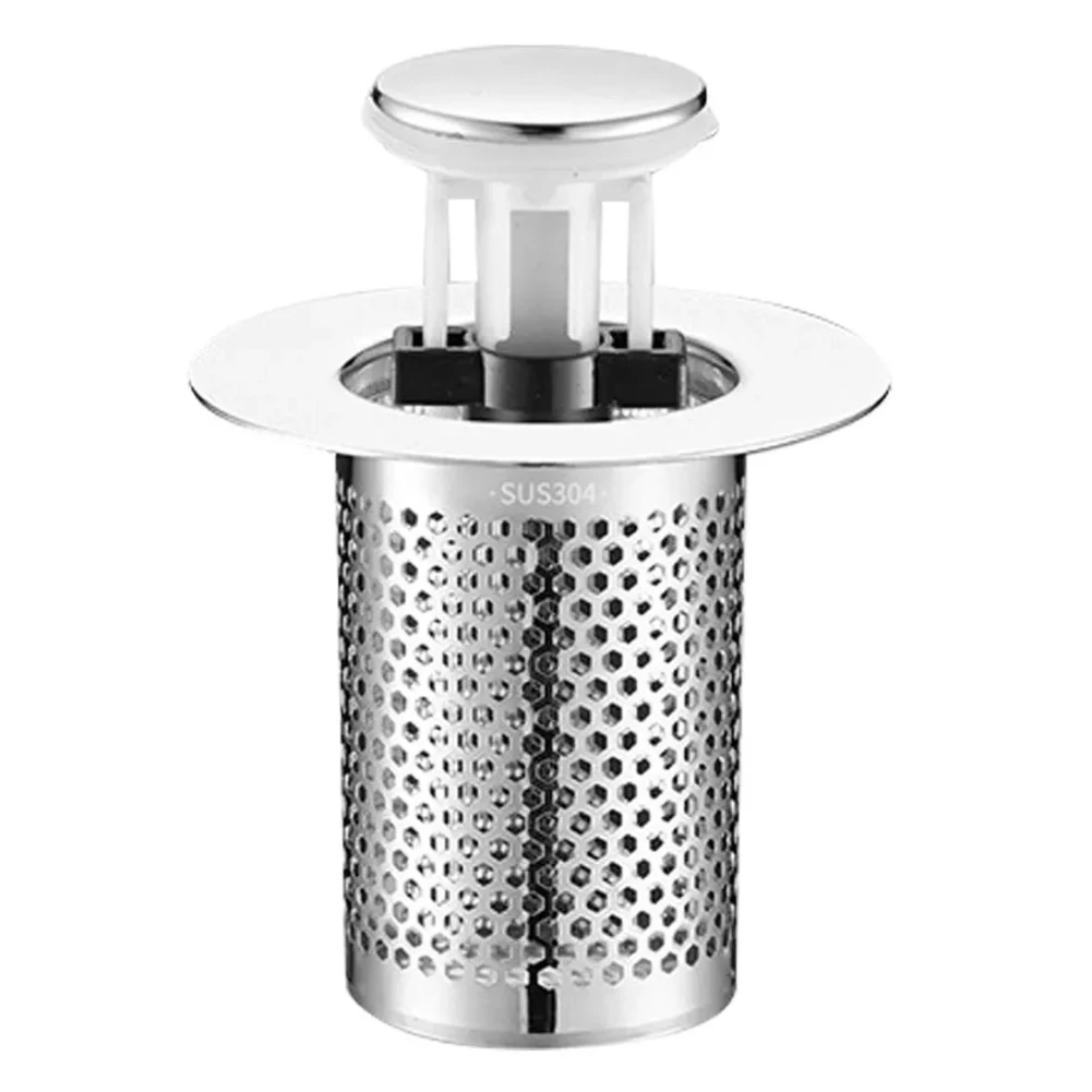 Hot Sale New Drain Strainer Filtering Multi-Purpose Design Stainless Steel + PVC Bathroom Sink Stainless Steel