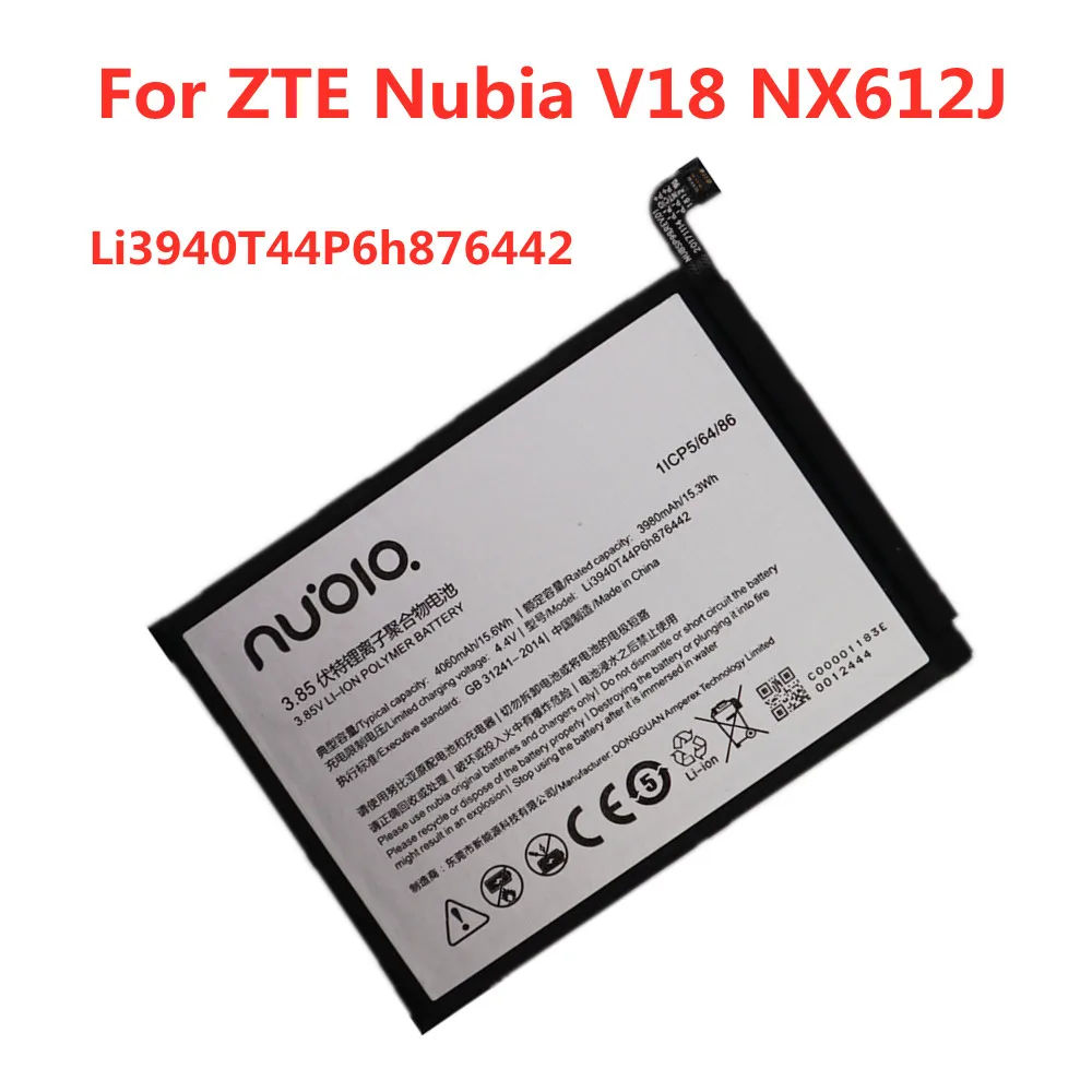 

New Original Battery For ZTE Nubia V18 NX612J Li3940T44P6h876442 4060mAh High Quality Phone Battery Bateria