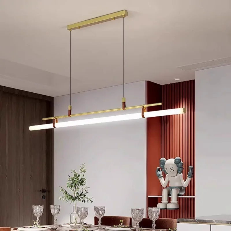

Minimalist restaurant pendant light, Nordic modern dining table and bar lighting, creative office straight strip light