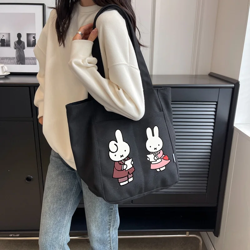 Cartoon Miffy Rabbit Tote Bag Korean Version Student Class Shoulder Bag with Large Capacity Women's Commuting Armpit Bag