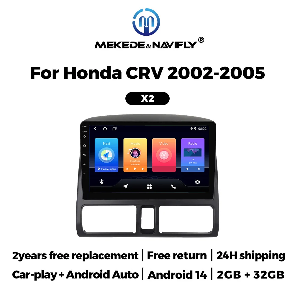 

Navifly Car-play 10“ Android 14 2din DVD For Honda CRV 2002-2005 X1/X2 car intelligent systems Wireless Carplay Car audio stereo