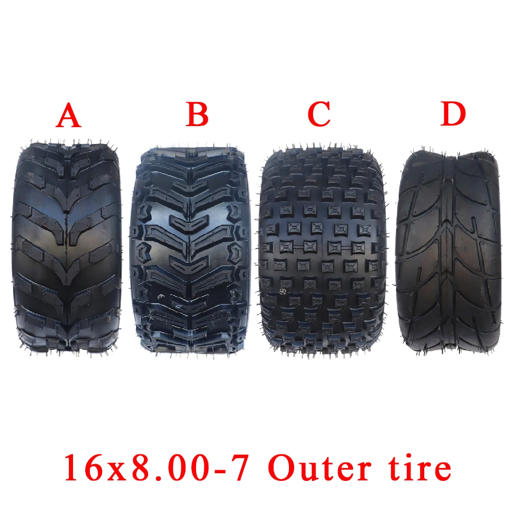 16x8.00-7 Vacuum Tyre 16 inch Tubeless for Beach Car 16X8-7 ATV Go-kart Wear-resistant Road Four-wheel ATV