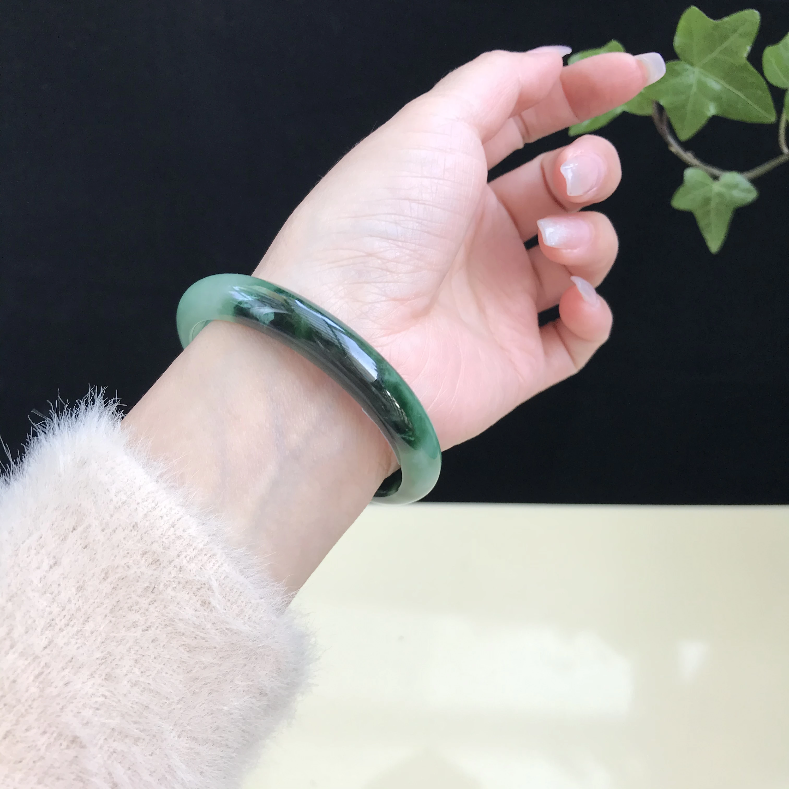 

Burma 100%Genuine High-end Jadeite Bracelet Jewelry Jade Bangles For Women 57mm (With Certificate)