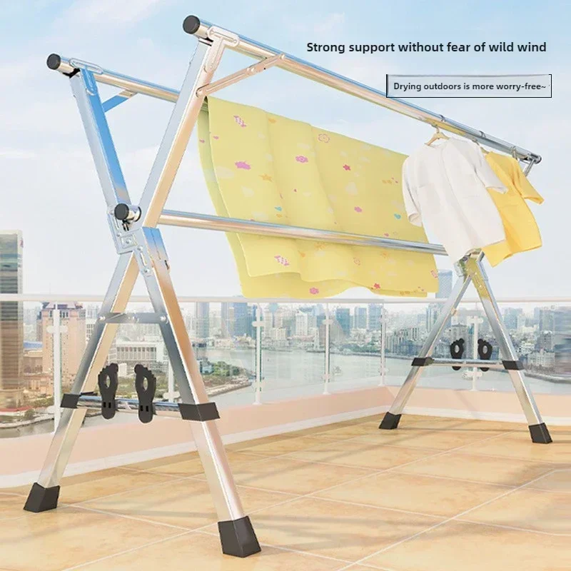 

Складная напольная сушилка для одежды и головных уборов из нержавеющей стали для дома, балкона, спальни, для использования в помещении и на улице