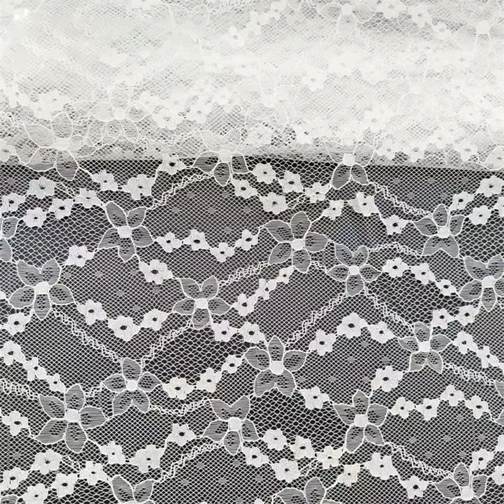 Floral Embossed Lace Fabric Retro Ditsy Print Lightweight Sheer Soft Material For Sewing DIY Wedding Dress Lingerie Craft view 5