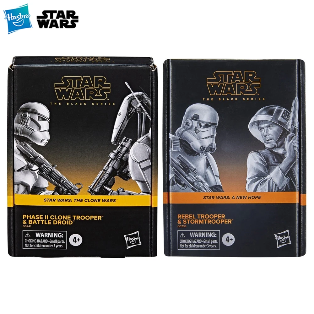 

[In-Stock] Hasbro Star Wars The Black Series Rebel Trooper & Stormtrooper, Phase II Clone Trooper & Battle Droid Figure Toys