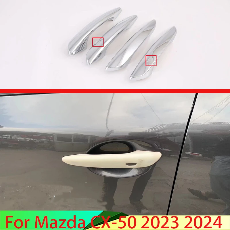 For Mazda CX-50 2023 2024 Car Accessories ABS Chrome Door Handle Cover With Smart Key Hole Catch Cap Trim Molding