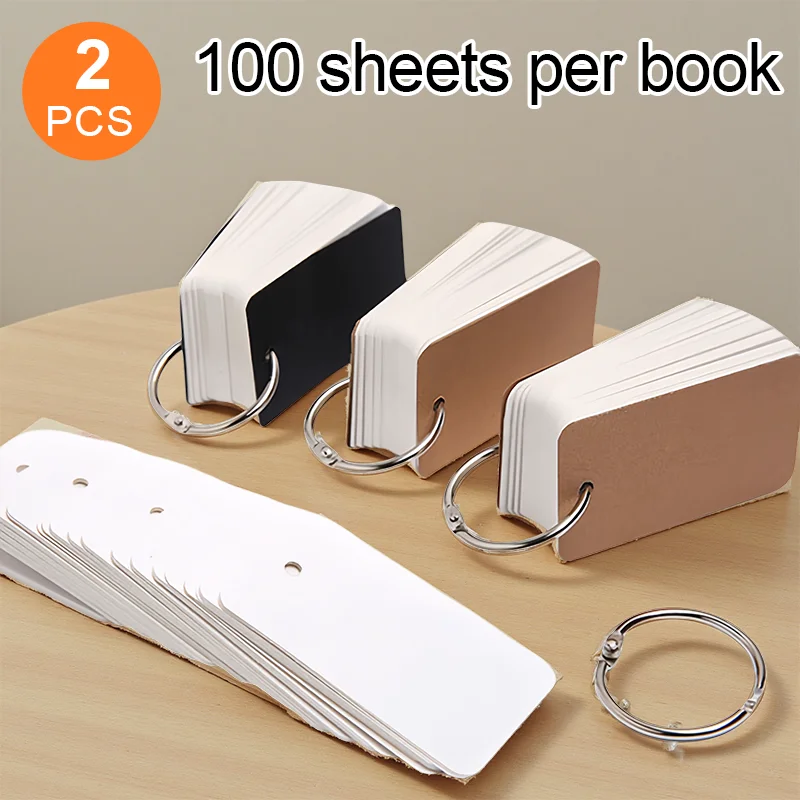 2 Blank Ring-Bound Notepads, 100 Sheets Each, Iron Ring Notepads, Delicate and Thick, Compact and Portable, Suitable for Notes, Drawing, Work, Office Use, Journaling, and Sketching