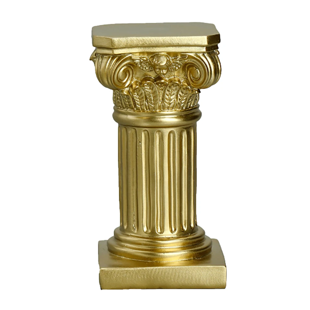 【ELEVATE LIFE】Gold Roman Pillar Resin Sculpture Column Decor Roman Pillar Statues Room Crafts Furnishings ABDD