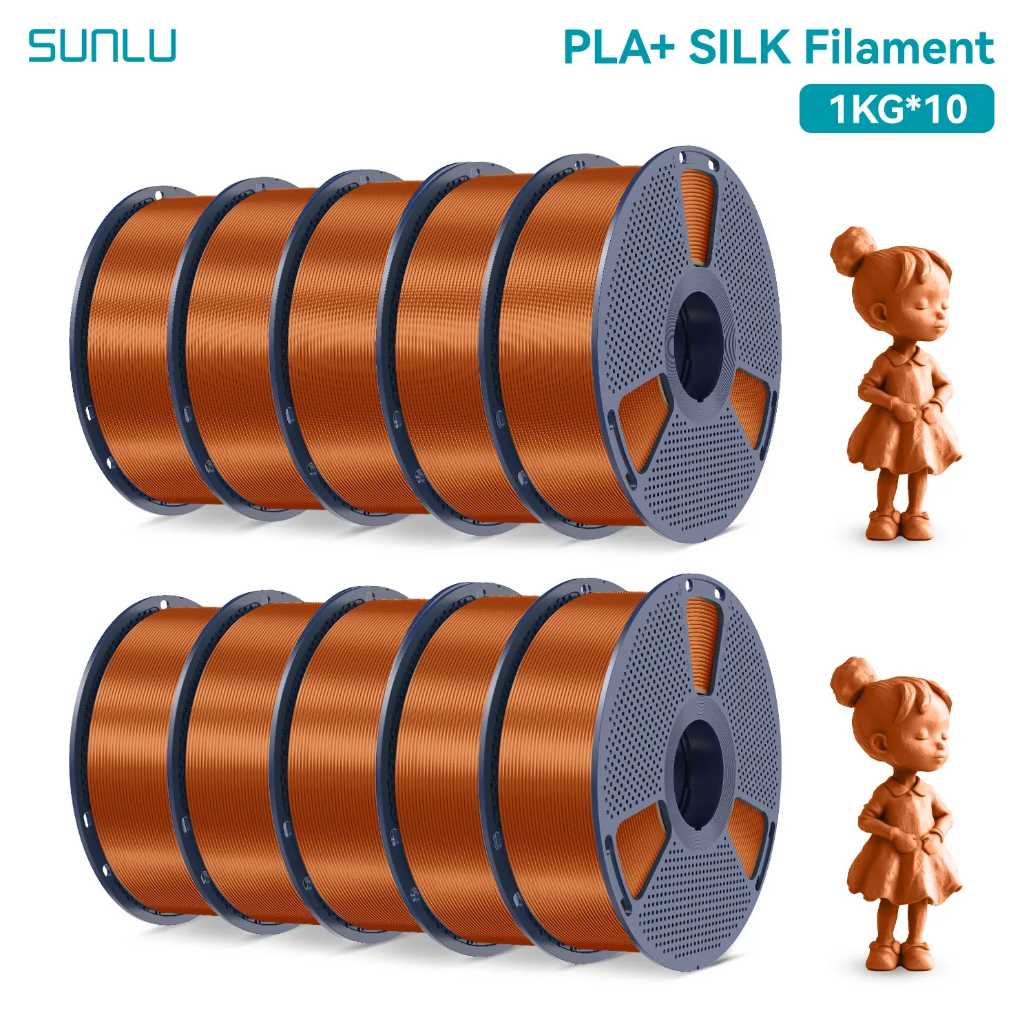 SUNLU Zijde PLA+ Filament 1,75 mm 10KG 1KG/Roll 1,75 MM Upgrade Spool Compatibel met Bambulab Navulfilament Zijdezacht oppervlak