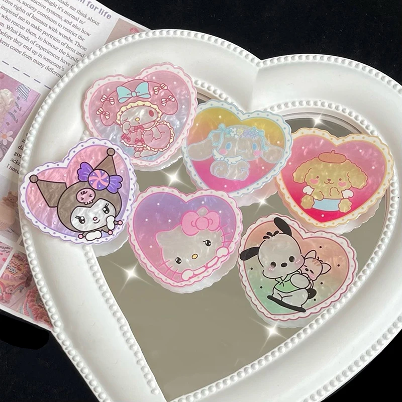 Cartoon Cute Sanrio Heart Hairpin For Women Girls Sweet Kuromi Cinnamorolls Hello Kitty Side Bangs Hair Clip Hair Accessories