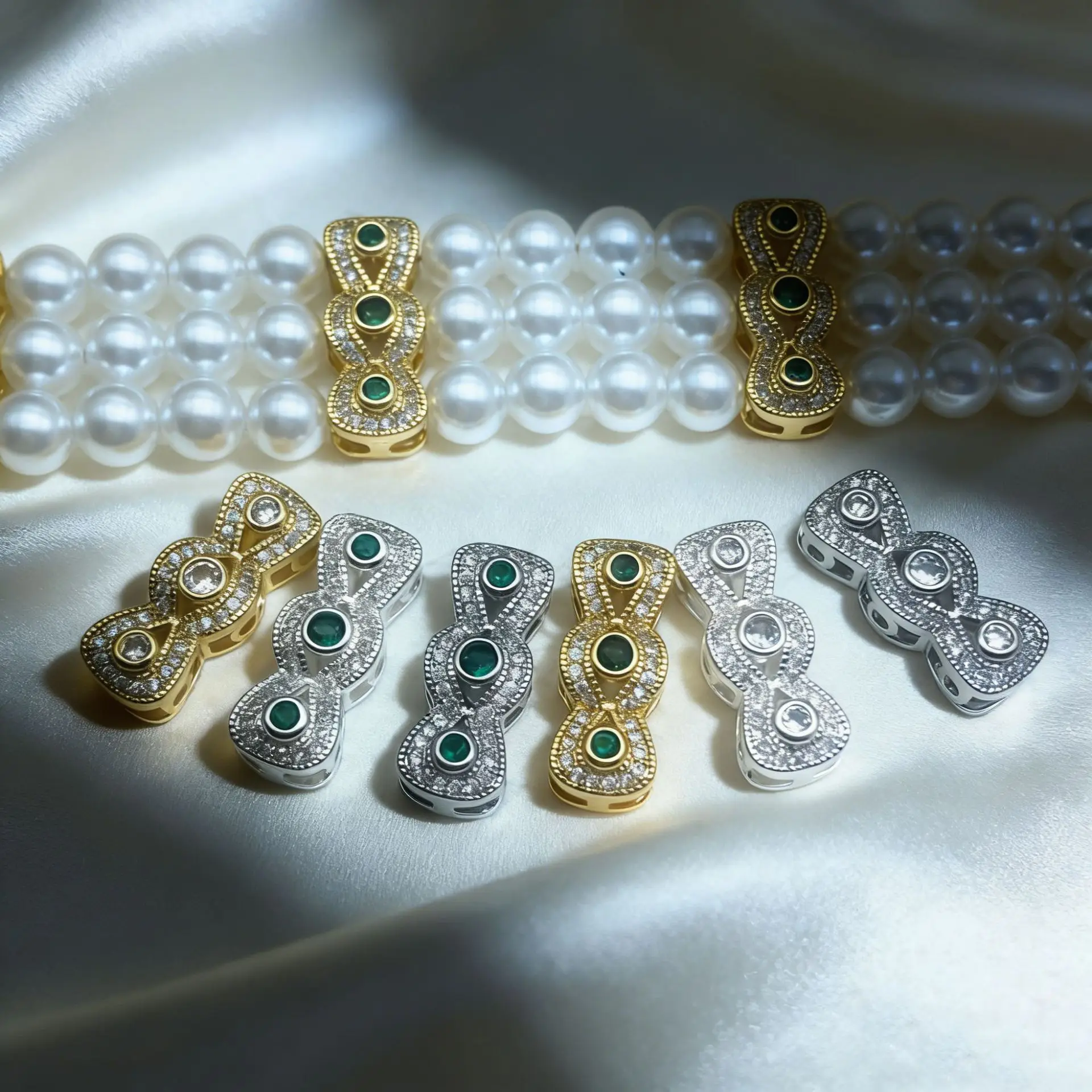 Juya DIY Needlework Jewelry Components Multiple Rows Metal Separator Spacer Bars For Natural Stone Pearls Beading Jewelry Making