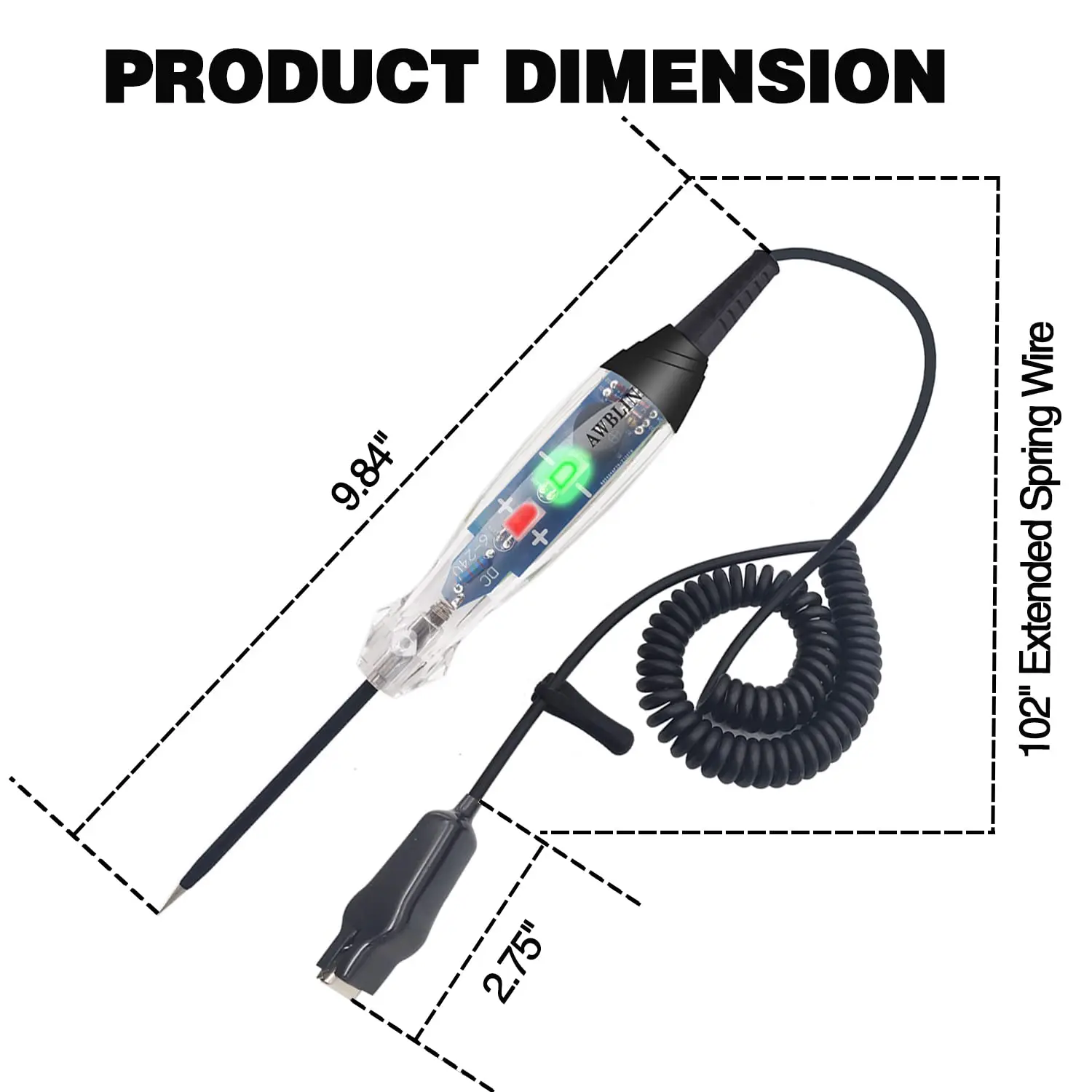 Awelin Luz de prueba de zumbador automotriz, probador de Circuito automático de bombilla LED de doble Color, sonda de herramienta de luz de probador