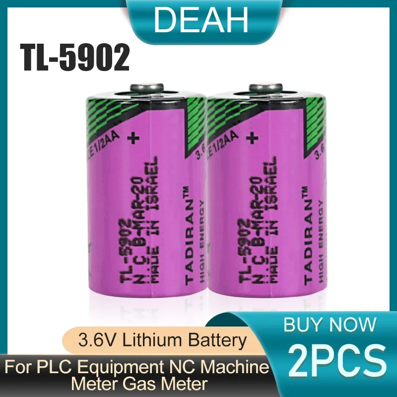 2pcs/lot For TADIRAN TL-5902 3.6V 1/2AA ER14250 LS14250 SL350 14250 Primary Lithium Battery For PLC Equipment Meter Gas Meter