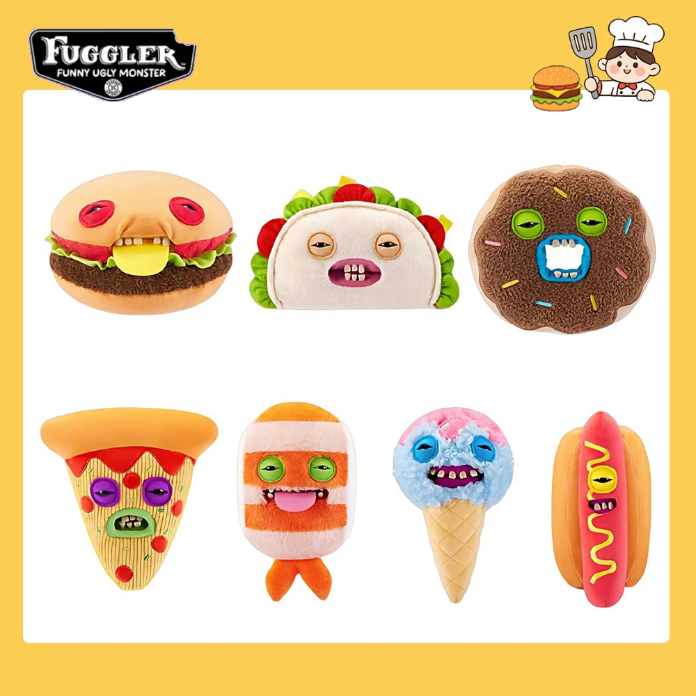 Muñecos Fuggalicious Originales de Fuggler, Juguetes de Peluche de Monstruos con Dientes Feos en Forma de Dumpling, Hamburguesa, Pizza, Hot Dog y Donut, Caja Sorpresa Aleatoria de 1 Pieza