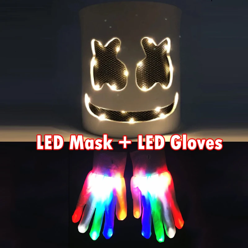 LED DJ マスク ヘッドギア リアルなマシュメロ マスク 通気性