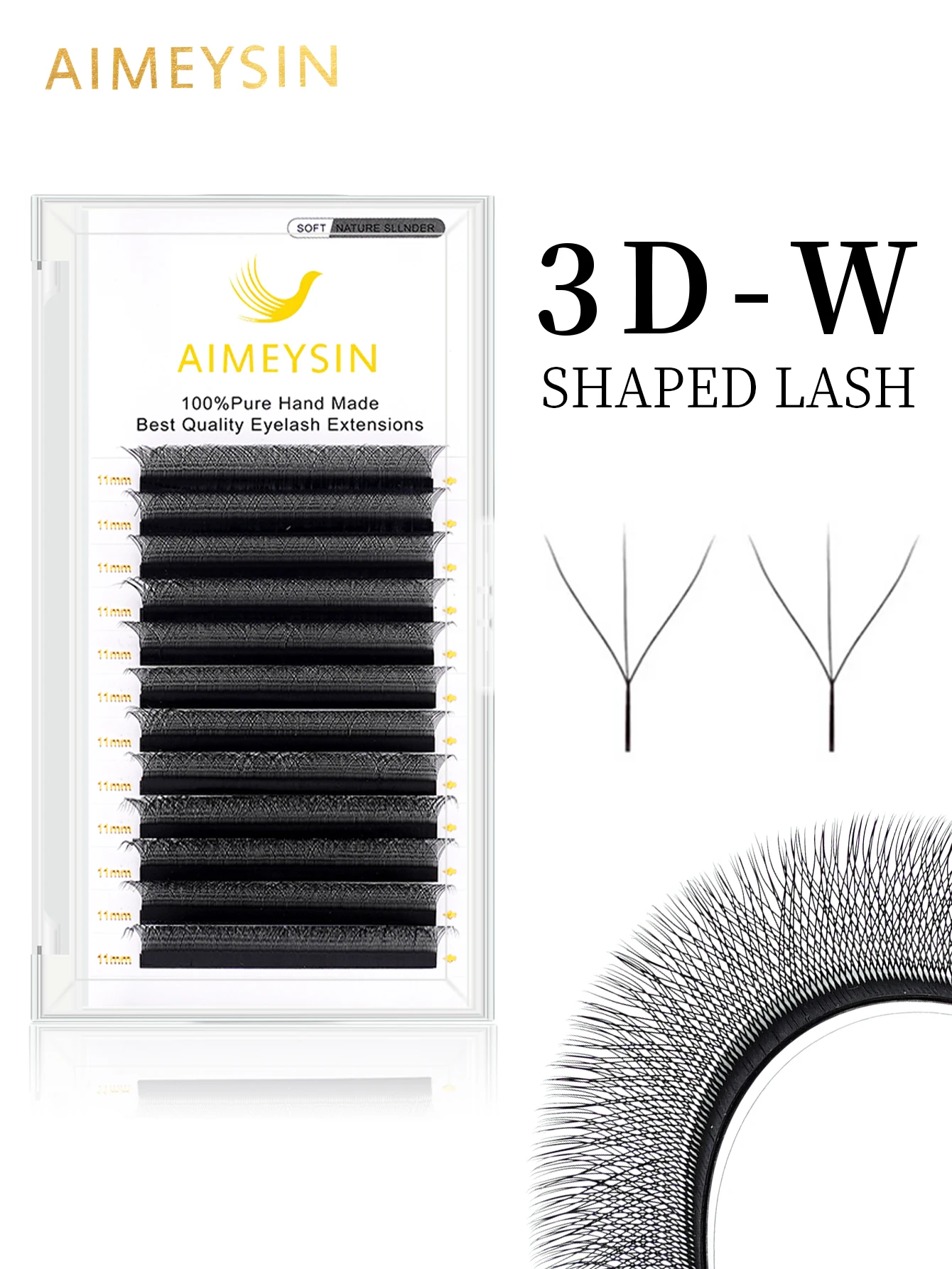 3D W Shape Premade Fan Eyelash Extensions C/D Curl 0.07mm Auto Blooming Soft Faux Mink Lashes Natural Black Volume Eyelashes