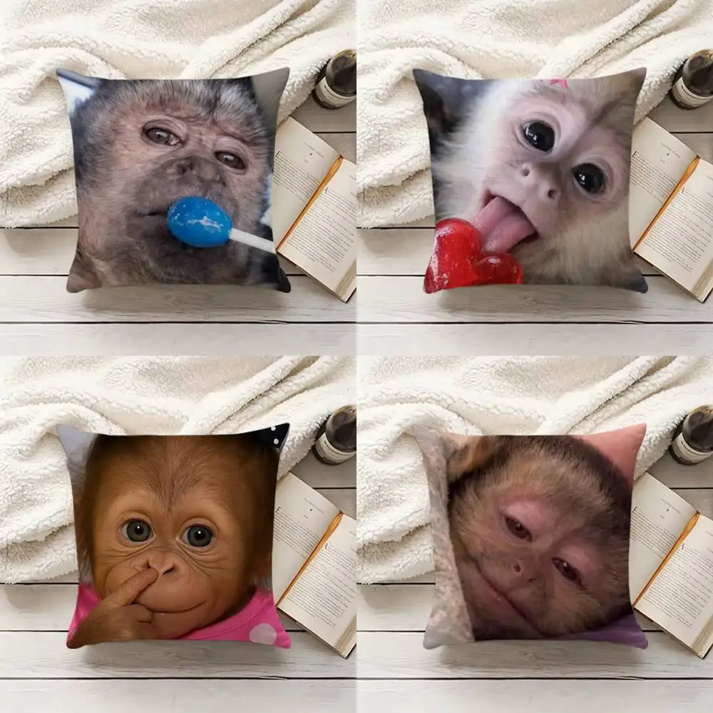 Funny Cute M-Monkey Various Sizes Square Pillow Case For Car Home Bedchamber Decor