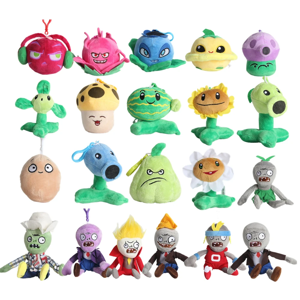 Plants vs Zombies Plush Pendant Toys Peashooter Cherry Bomb PVZ Sunflower Squash Split Pea Soft Stuffed Doll Bag Charm Kids Gift