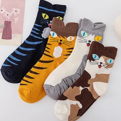 Spring Summer 3D Kitten Funny Sox Harajuku Cartoon Cat Socks Women's Cotton Socks Hosiery Fashion Stockings Clothing Accessories