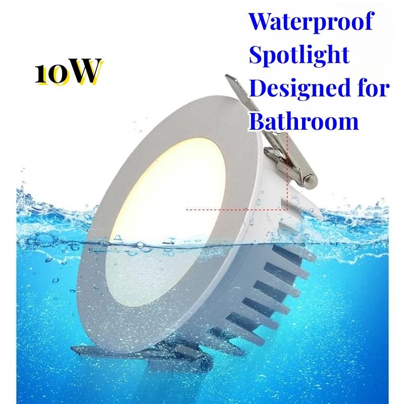 

IP65 Waterproof Spotlight Kitchen Bathroom Downlight Led Anti-Fog Downlight Embedded Anti-Glare 3000K 6000K Ceiling Lamp