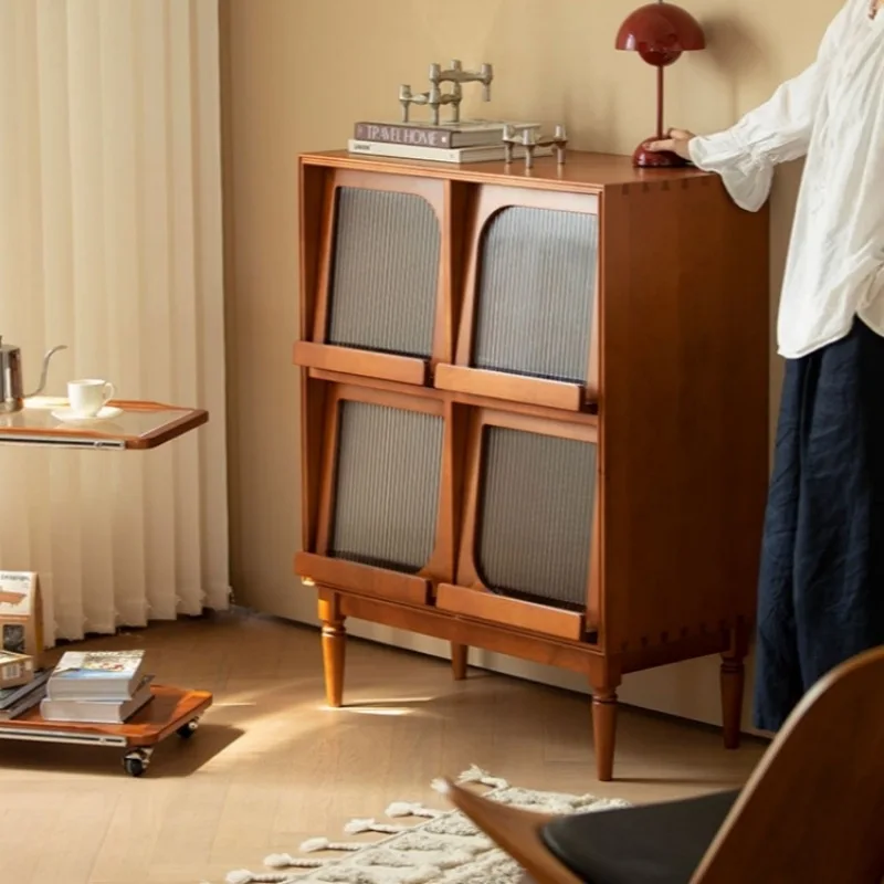Nordic solid wood used magazine cabinet, storage sideboard, display cabinet, vintage bookshelf next to sofa