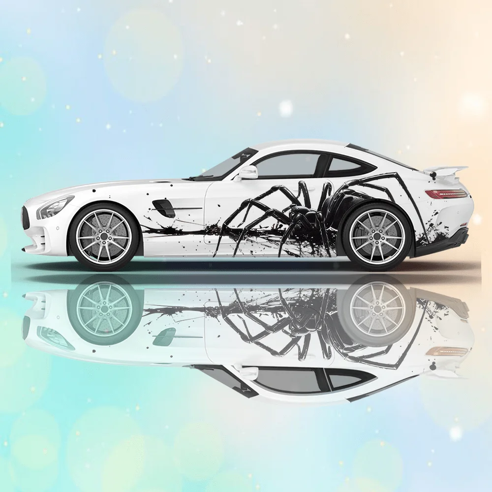 

Креативная автомобильная наклейка «Черный паук-сплеск», цветочное украшение для всего тела, покрытие от царапин, защита автомобиля, наклейка