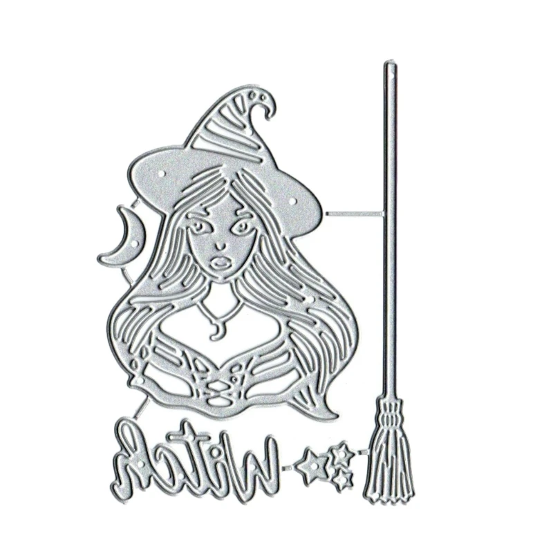 

Металлические высечки ведьмы на Хэллоуин, трафарет для скрапбукинга, тиснение карт, фотоальбом