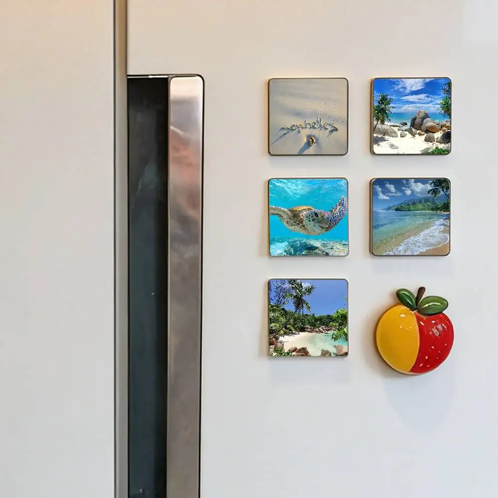 Seychelles Aesthetic Art Square Refrigerator Magnet Personalized Creative Magnetic Stickers With Magnets
