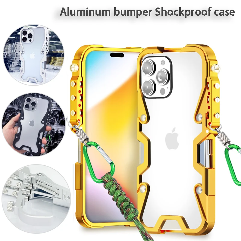 

Мощный металлический алюминиевый бампер, противоударный задний чехол для Apple iPhone 16 Pro Max, 16 Plus, 16 Pro, алюминиевые чехлы, бампер