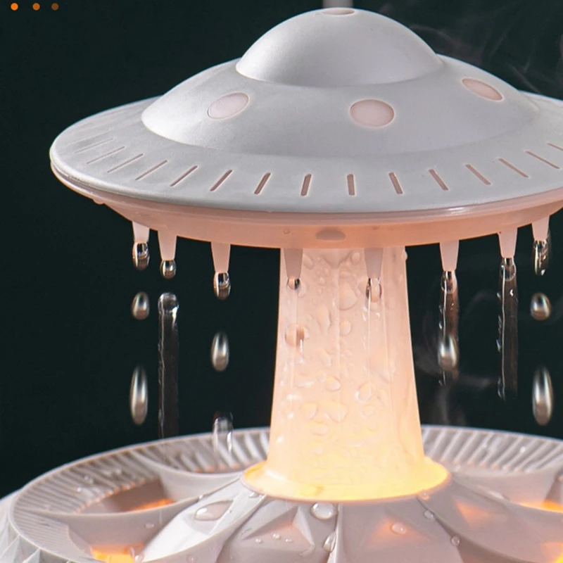 Rain Cloud Night Light Humidifier พร้อมเสียงหยดน้ําฝนและไฟ LED 7 สี Essential Oil Diffuser, C ใช้งานง่าย