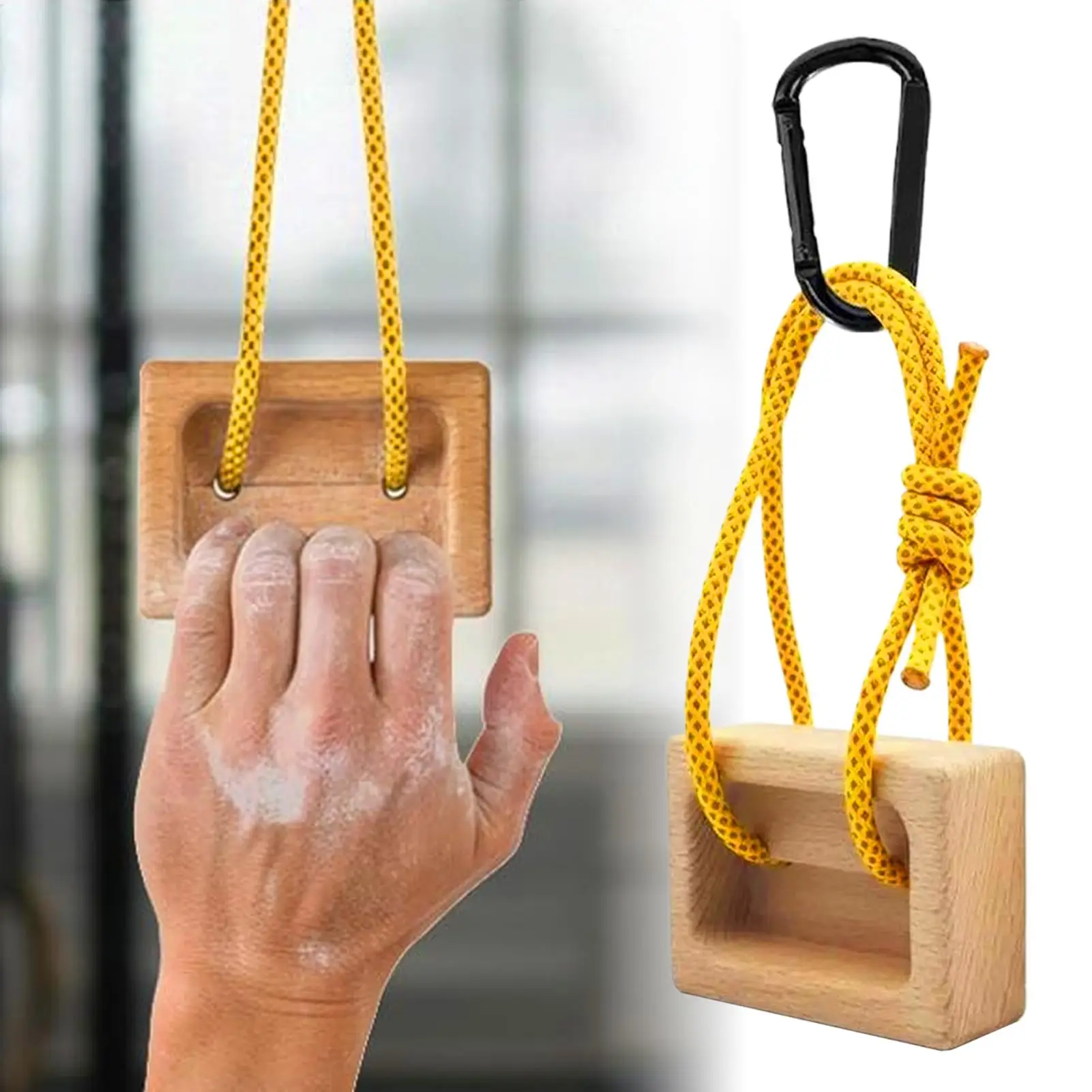 

2pcs Home Gym Finger Strength Trainer, Portable Wooden Hangboard Set for Pull-Ups Grip Workout on Doorway Playground Tree