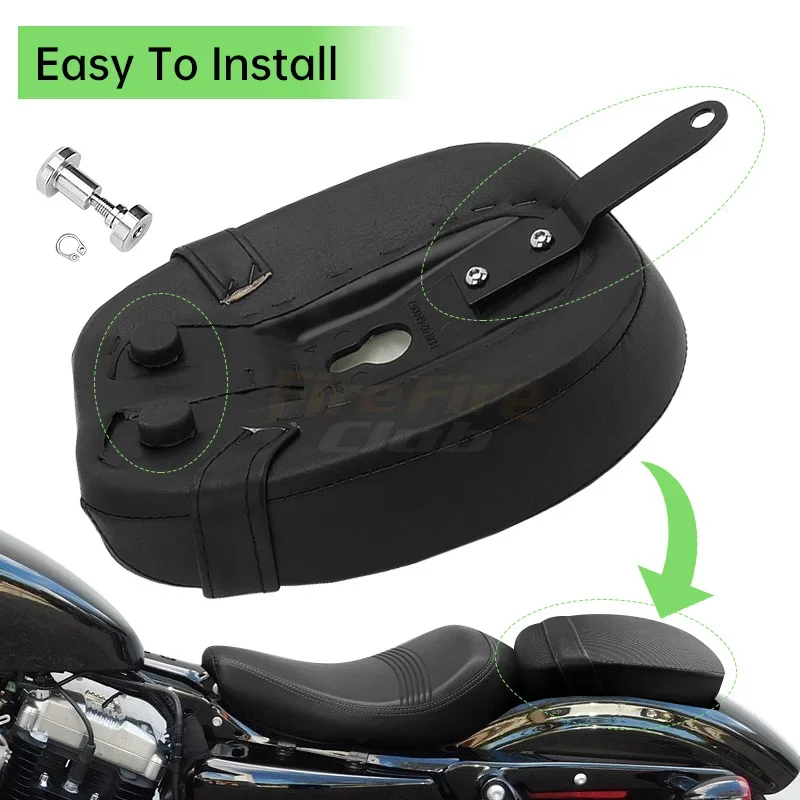 Motorcycle Accessories PU Leather Rear Passenger Fender Seat Cushions For Harley Sportster Forty Eight 48 72 2010-2015