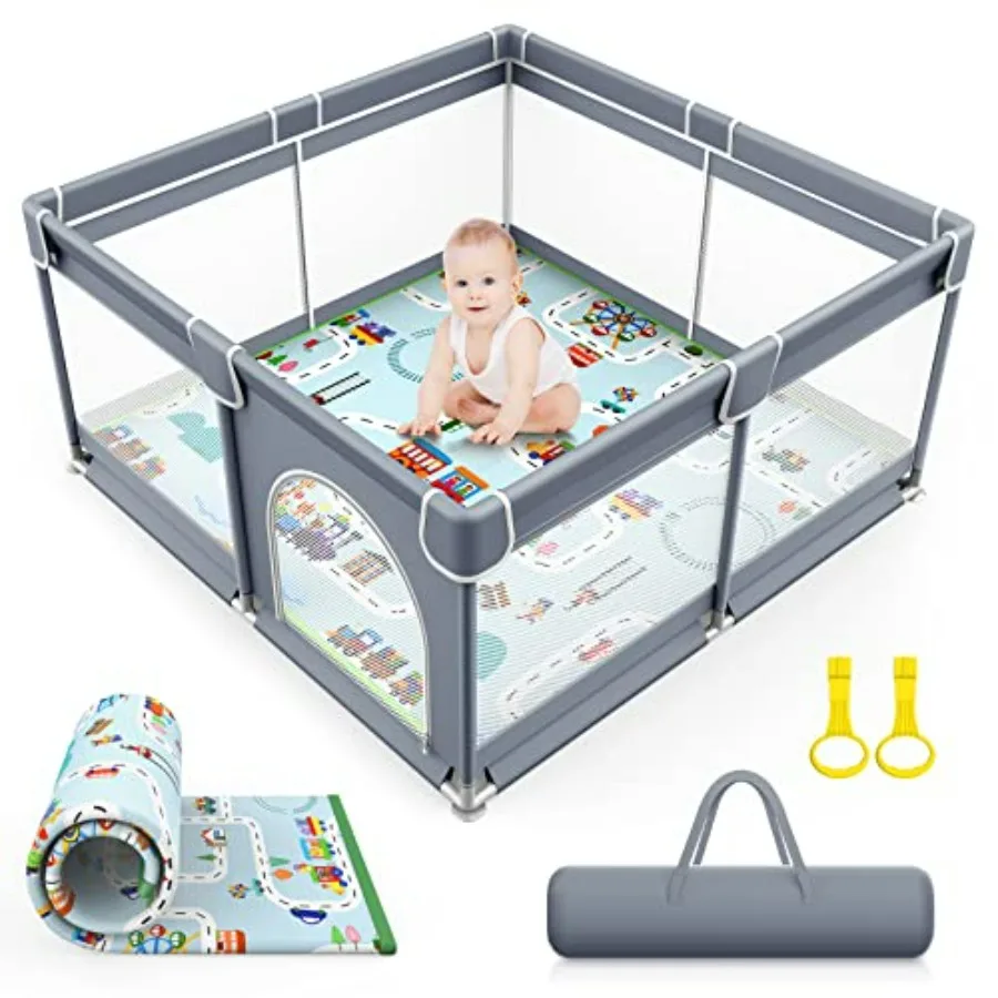 Baby Playpen with Mat 50x50 Inch Playpen for Babies and Toddlers Playard for Safety Play Yard Indoor Outdoor Baby Fence Activit