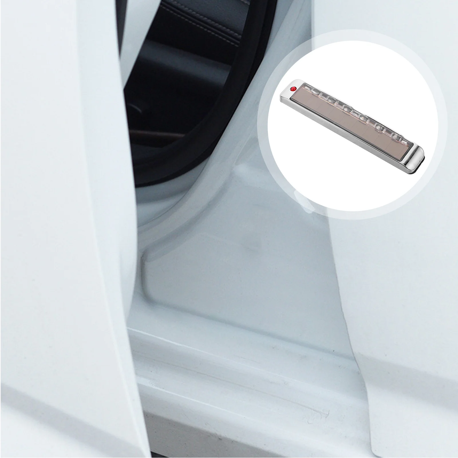 

Antistatic Door Edge Glue Car Stickers Lamp Warning Light Silver Abs Automotive Accessories