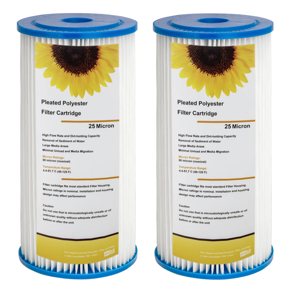 Coronwater – cartouche de filtre à eau en polyester plissé, 25 microns, 4.5x10 pouces, pour filtrer les sédiments