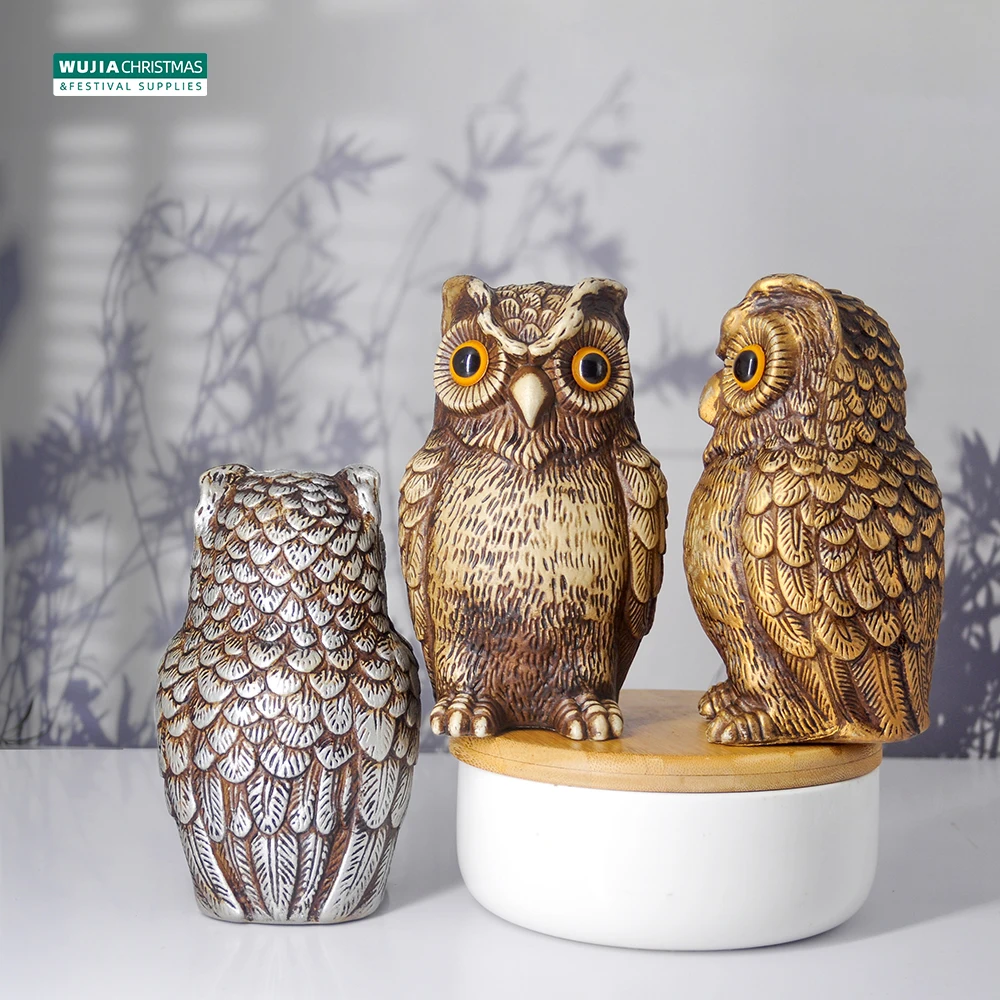 Garden Decor Realistic Owl Statue Scarecrow Fake Bird Scarer Lawn Garden Courtyard House Decorative Figurine Home Decoration Toy