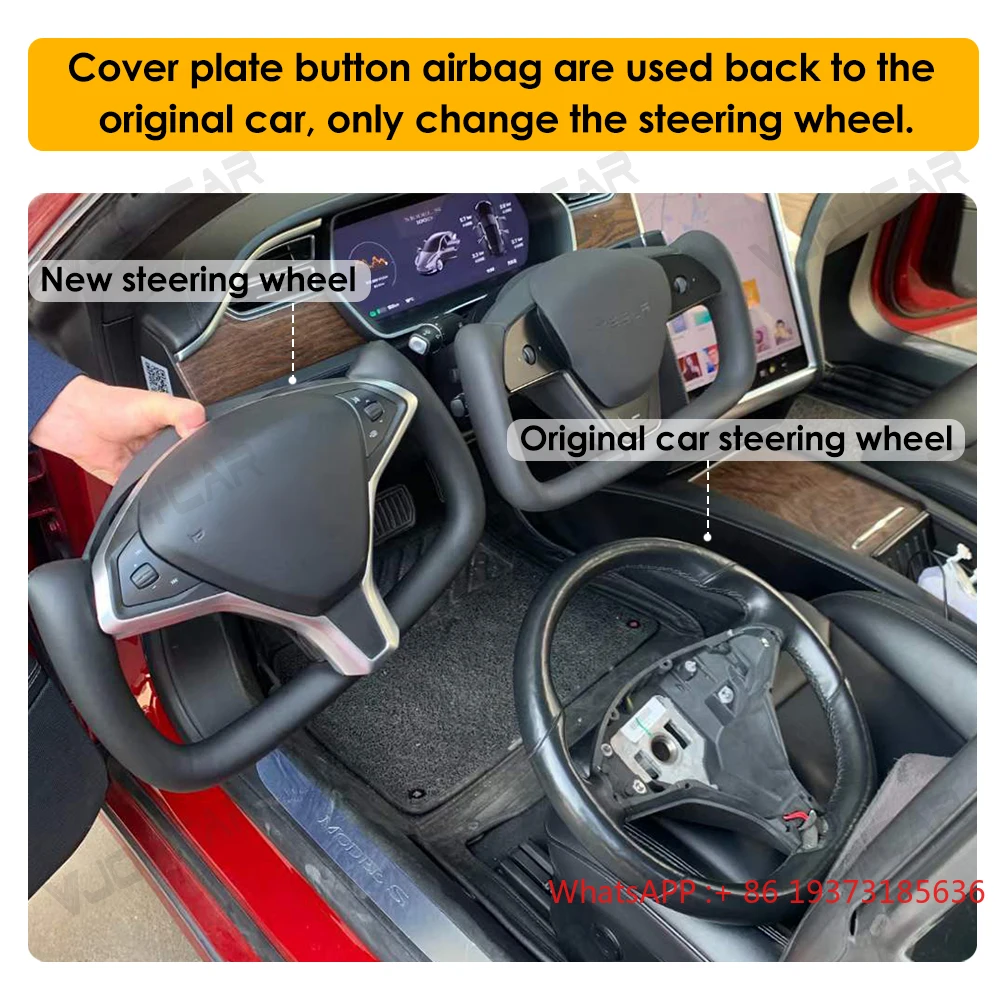 Beheiztes Yoke-Lenkrad für Tesla Model X Sports, Rennwagen-Innengriff, Kohlefaser-Option für Tesla Model S