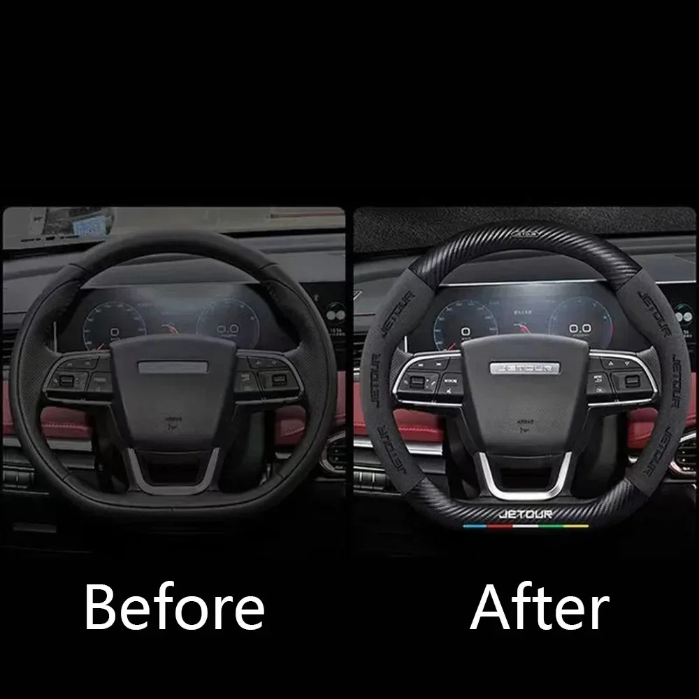 D Shape Car Steering Wheel Cover Steering Wheel Protector For Jetour T2 Jetour X70 Plus Jetour T1 Jetour Dashing G700 Leather