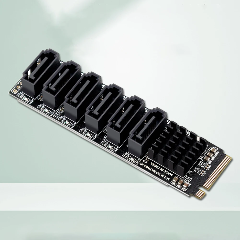 M.2 M-Key PCIE3.0 to SATA Adapter Mini Docking Expansion Card 16000 MB/s Transmission Speed Portable Expansion Card PCIE Riser